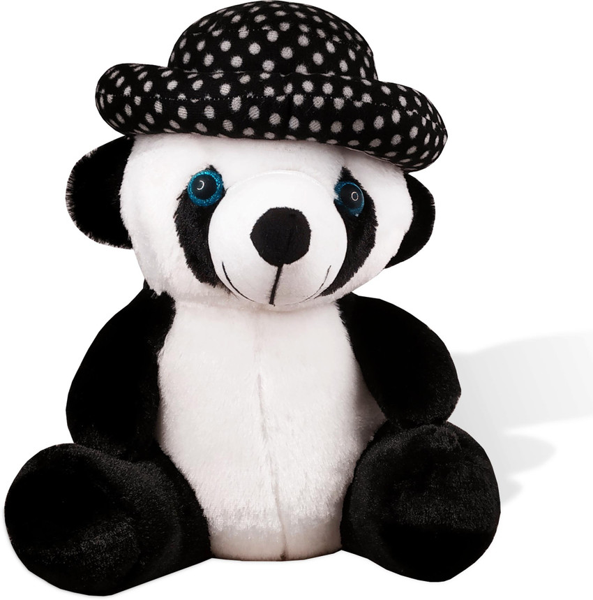 BIGWHEEL Size 25x32cm Black White Panda Cap Teddy Bear Soft