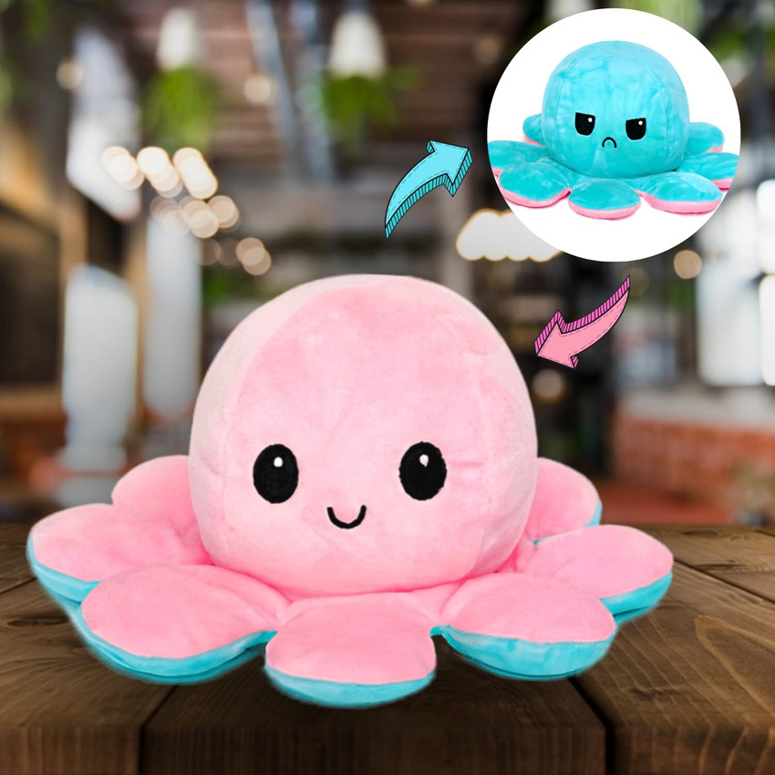 OCTOPUS Soft and Plush Embroidered Happy and Sad Pink and Blue Color Sitting 20 cm Soft and Plush Embroidered Happy and Sad Pink and Blue Color Sitting Buy Animal