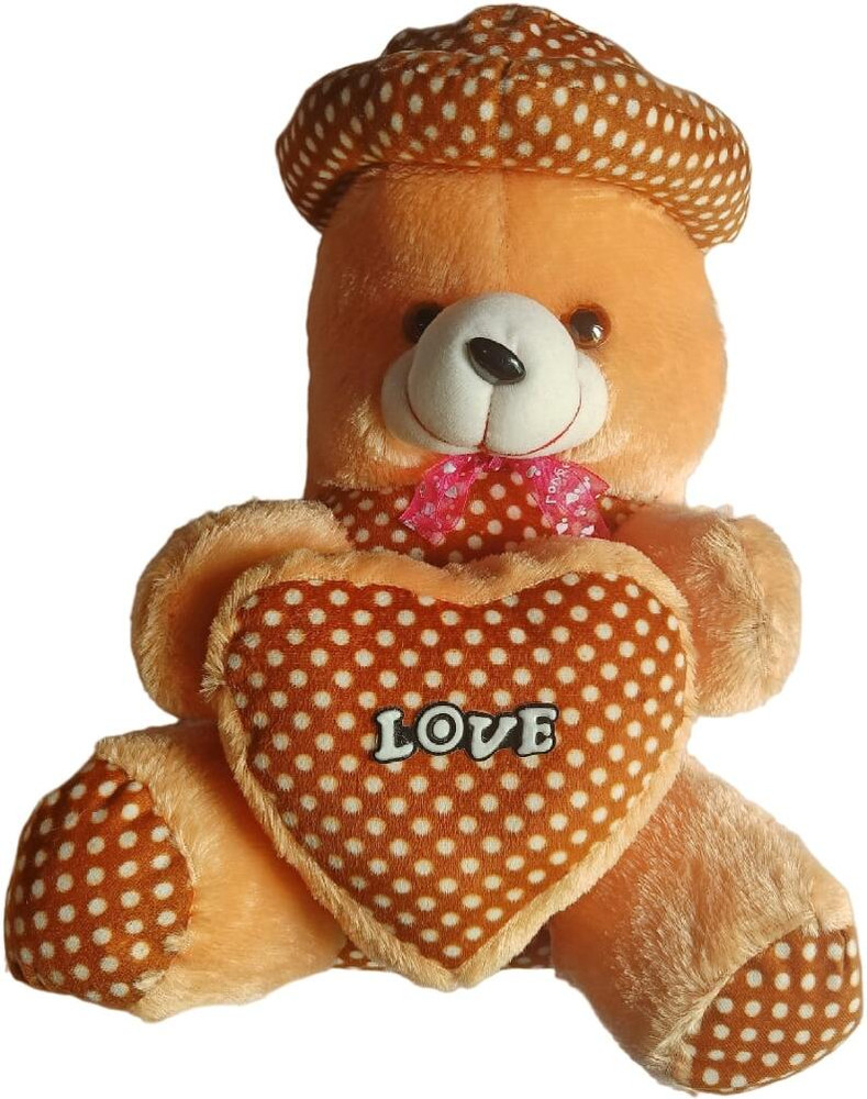Tazeem Traders Medium Size Cute Teddy Bear Holding a Heart of Love for Girls and Boys 42 cm Medium Size Cute Teddy Bear Holding a Heart of Love for Girls