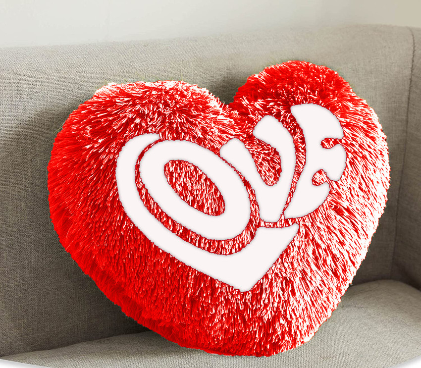 PICKKART Dil Shape Love Red Fur Pillow Gift for Friends Children Girls on Valentine s Day 38 mm Dil Shape Love Red Fur Pillow Gift for Friends Children Girls on Valentine s Day shop for