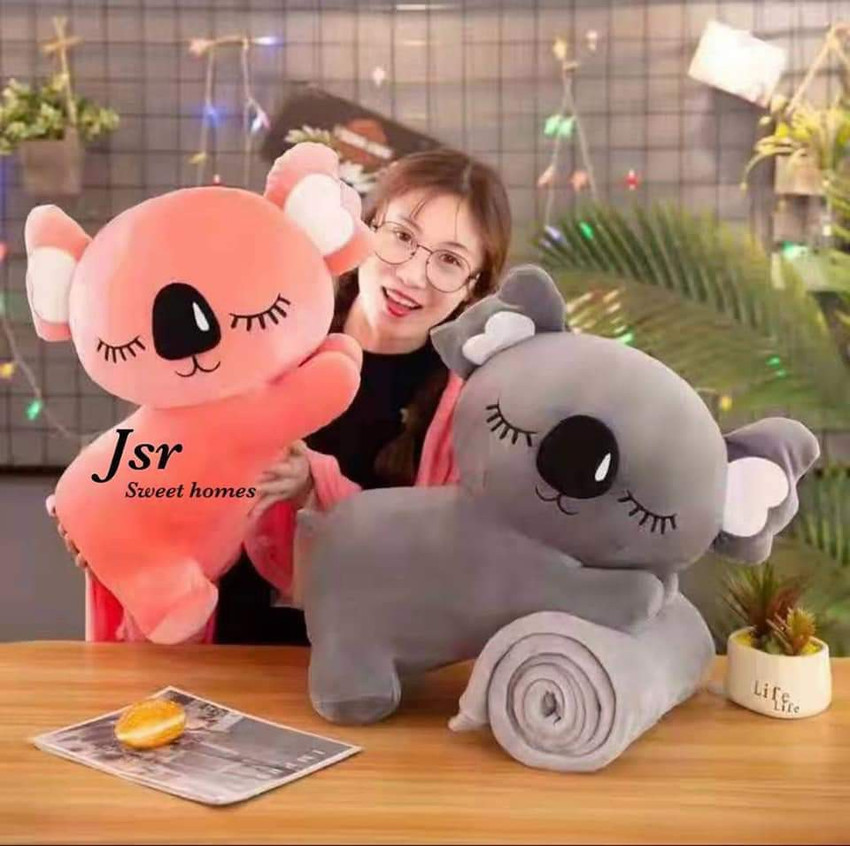 SME 2 in 1 Elephant Soft Toy Blanket Cum Pillow Cartoon for Kids