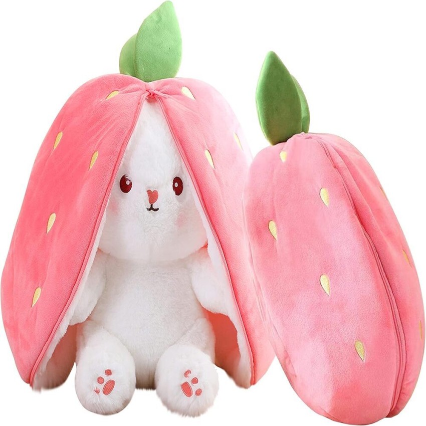 Crispy toys Unique Zipper Reversible Strawberry Bunny Soft Toy for Kids  Playing Birthday Gift etc 25cm