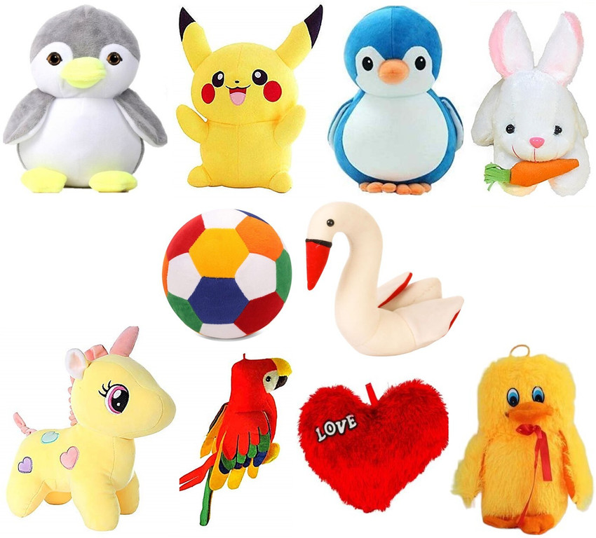 eston Combo Of Unicorn Kitty Penguin Rabbit Pikachu White