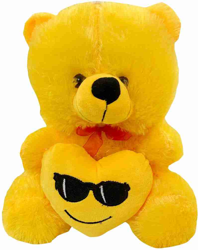 MASSY TOYS Yellow Teddy Bear with Smiley Emoji for Girls Boys