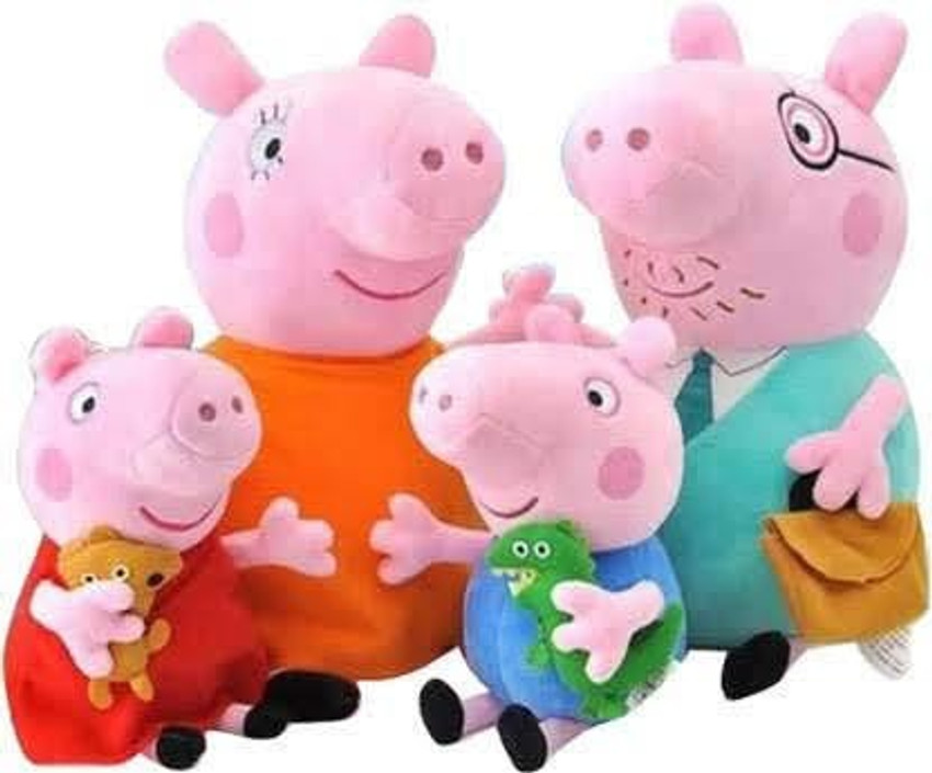 KTVerse Fluffy Peppa Family for Kids Fluffy Toy Peppa Pig George Pig Mumma Pig Pink 30 cm Fluffy Peppa Family for Kids Fluffy Toy Peppa Pig George Pig Mumma Pig