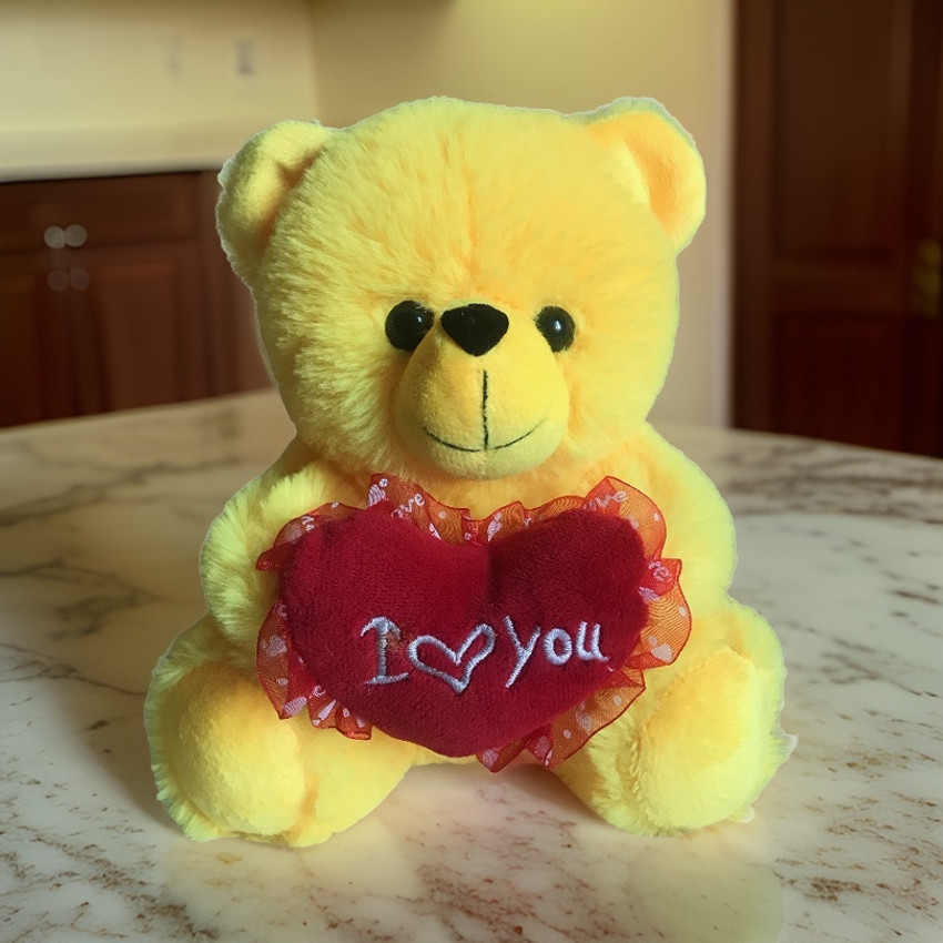 TEDDYHUBS I Love You Yellow Heart Teddy Bear Cute Small Teddy Bear for Valentine Day 20 cm I Love You Yellow Heart Teddy Bear Cute Small Teddy Bear for Valentine
