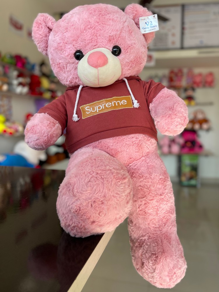 KN Inc Pink Teddy bear Supreme Teddy 3 Feet Supersoft Rose texture fabric with Hoodie 95 cm Pink Teddy bear Supreme Teddy 3 Feet Supersoft Rose texture fabric with Hoodie