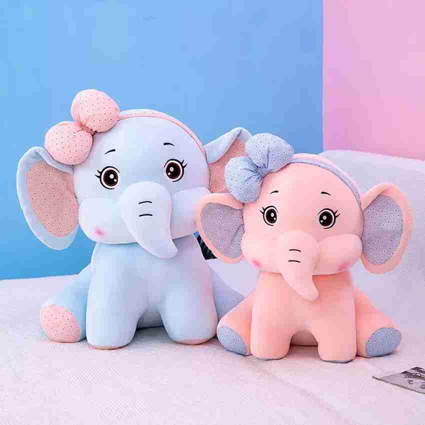 D s PARADISE Cute Elephant with Bow Super Soft Stuffed Plush toy 40cm for Baby Boy s Girl s 40 cm Cute Elephant with Bow Super Soft Stuffed Plush toy 40cm for