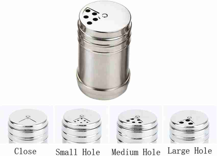 The Original Salt and Pepper Shakers set - Silver- Spice Dispenser with  Adjustable Pour Holes - Stainless Steel & Glass Set of 2 Bottles