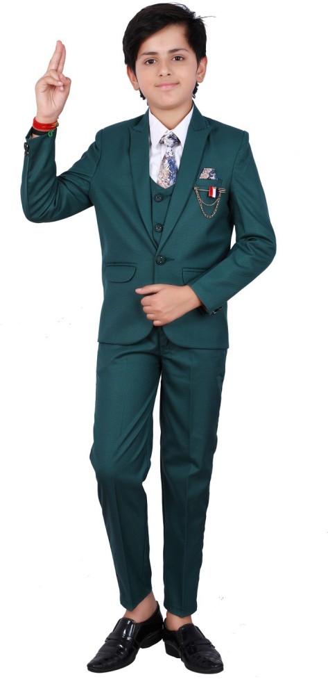 Fourfolds 5 PIECE COAT SUIT Solid Boys Suit