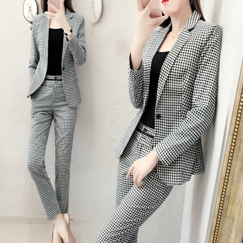TEEKHI GIRL Suit blazer pant and canny 3 piece set for office casual single breasted Checkered Women Suit Buy TEEKHI GIRL Suit blazer pant and canny 3 piece set for office