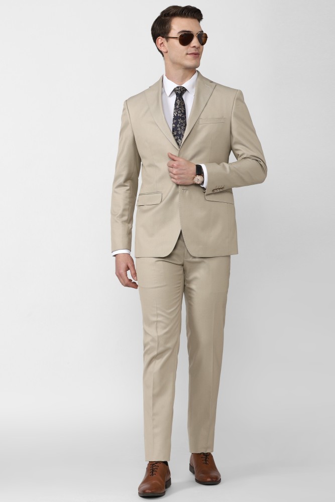 Buy Men Beige Textured Slim Fit Formal Two Piece Suit Online  603165   Peter England