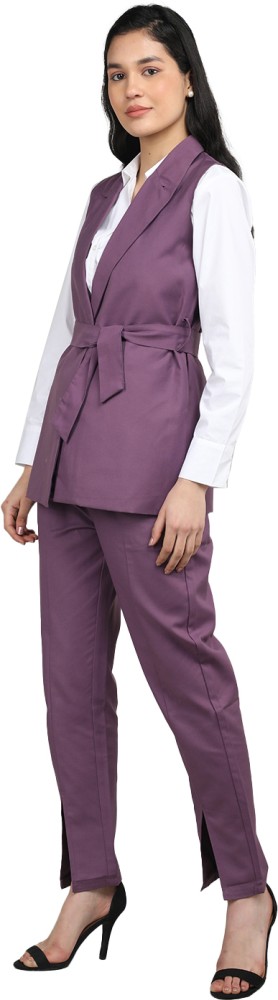 Buy Torqadorn Purple Heavy Blended Crepe Flared Hem Solid Trouser Online   Aza Fashions