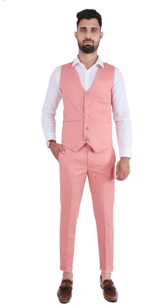 Buy Wehilion Mens Suits 2 Pieces VestPants Set VNeck Slim Fit Casual Waistcoat  Suit Plum XLarge at Amazonin