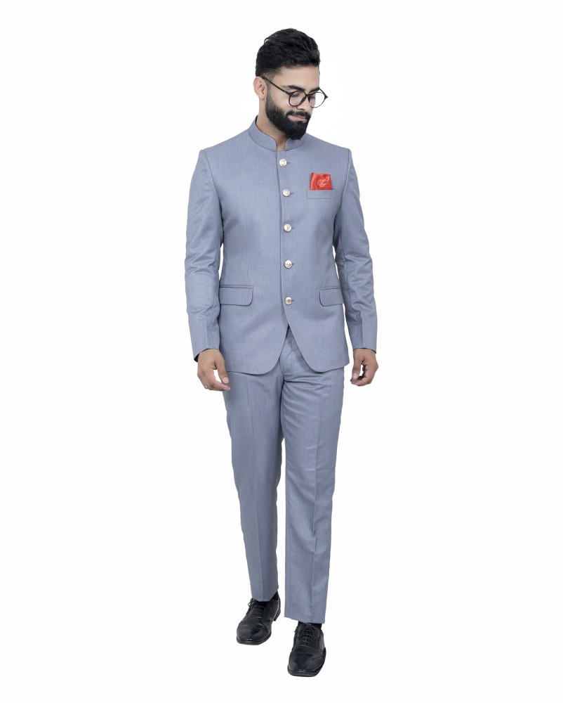 Dark grey sales jodhpuri suit