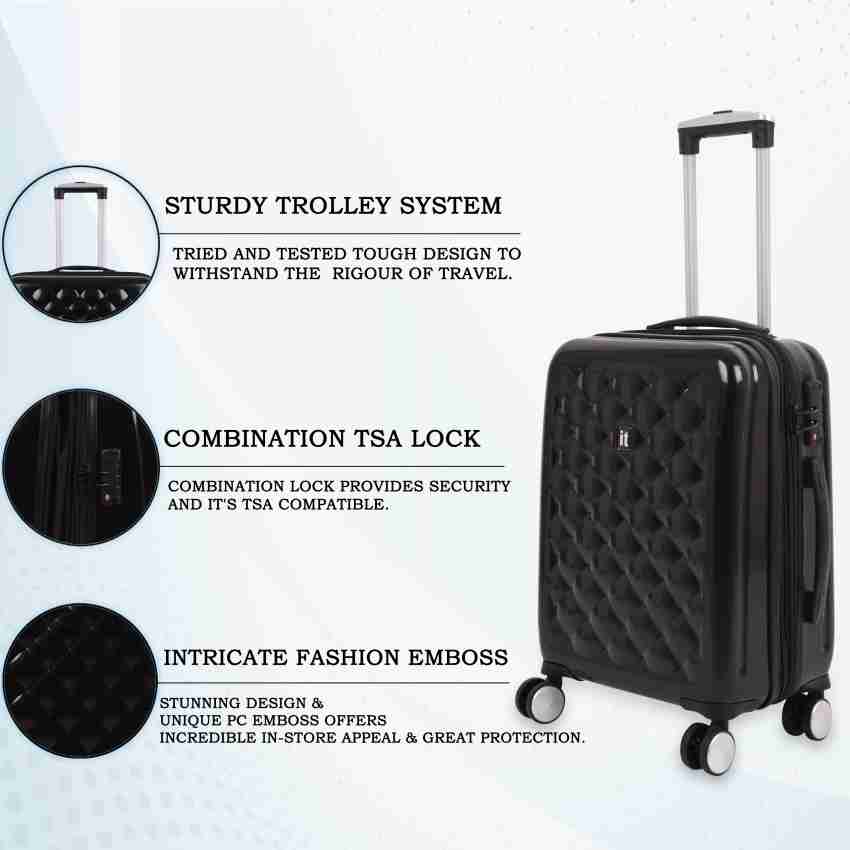 It Luggage Fashionista Glossy Metallic Black Expandable Hardsided 8 Wheel Trolley Bag Expandable Cabin Suitcase 8 Wheels 20 inch Metallic Black Price in India Flipkart