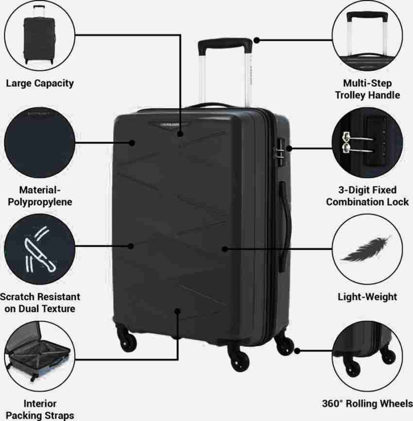 Kamiliant by American Tourister American Tourister KAM TRIPRISM TSA Lock Luggage 3PC Set 55 cm 68 cm 78 cm Cabin Check in Set 4 Wheels 30 inch IRON GREY Price in India Flipkart