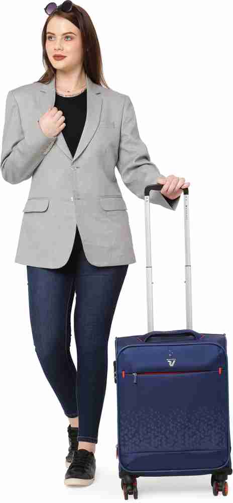 RONCATO CROSSLITE Expandable Cabin Suitcase - 21 inch BLUE - Price in India