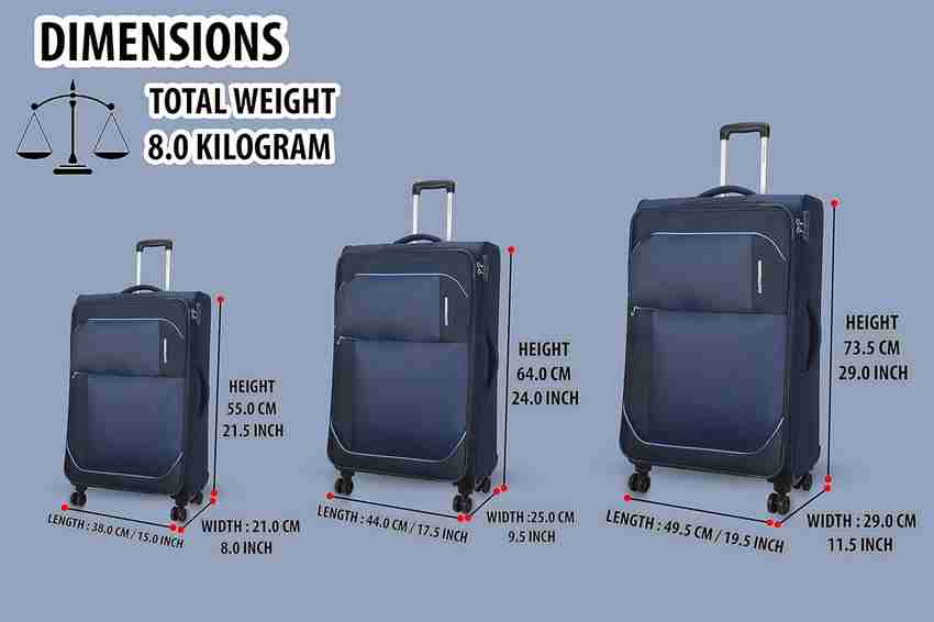 AMERICAN TOURISTER Vector Softsided Luggage Trolley Bag Set of 3 Expandable Cabin Check in Set 4 Wheels 27 inch Blue Price in India Flipkart