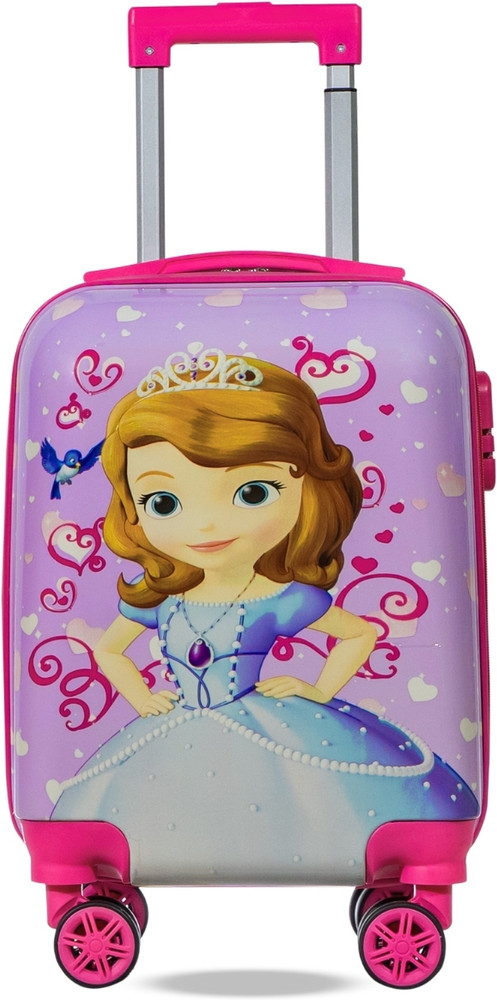PAUL FASHION Sofia carton print kids trolley bag for girls Cabin Check in Set 4 Wheels 16 inch PINK Price in India Flipkart