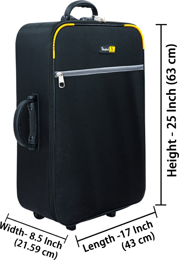 SKYLINE 25 Inch Travel Suitcase Trolley Bag Suitcase Bag With 3 Wheels Check in Suitcase 3 Wheels 25 inch Black Price in India Flipkart