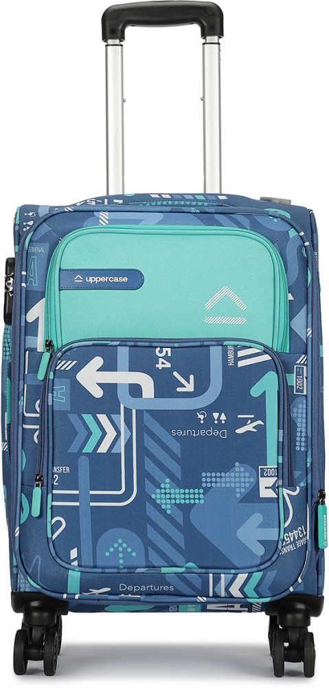 Buy Uppercase Topo Blue Printed Soft Small Luggage Cabin Trolley
