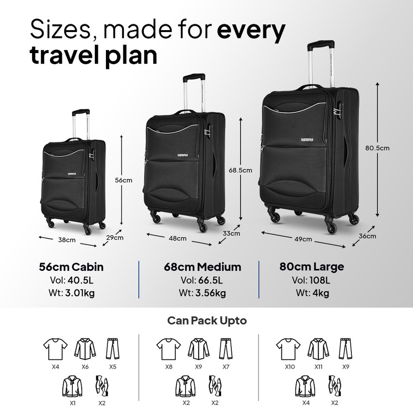 American tourister luggage measurements deals