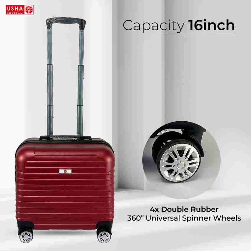 Usha Shriram ABS Cabin Luggage 40cm Suitcase Trolley Small Bag 28L For Travel Kids Men Women Overnighter Briefcase 8 Wheels 16 inch Red Price in India Flipkart