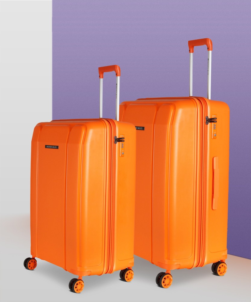 Orange hard store shell suitcase