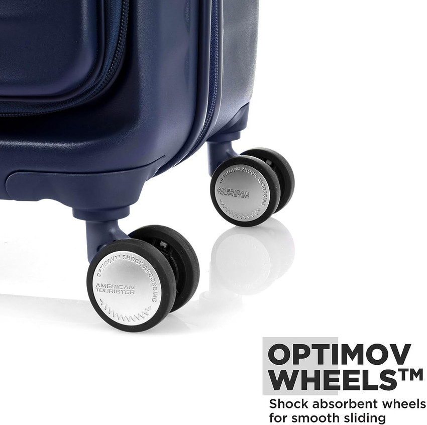 AMERICAN TOURISTER Frontec Spinner Double Optimov Shock Absorption Wheel TSA Lock and USB Port Expandable Check in Suitcase 4 Wheels 27 inch Navy Price in India Flipkart