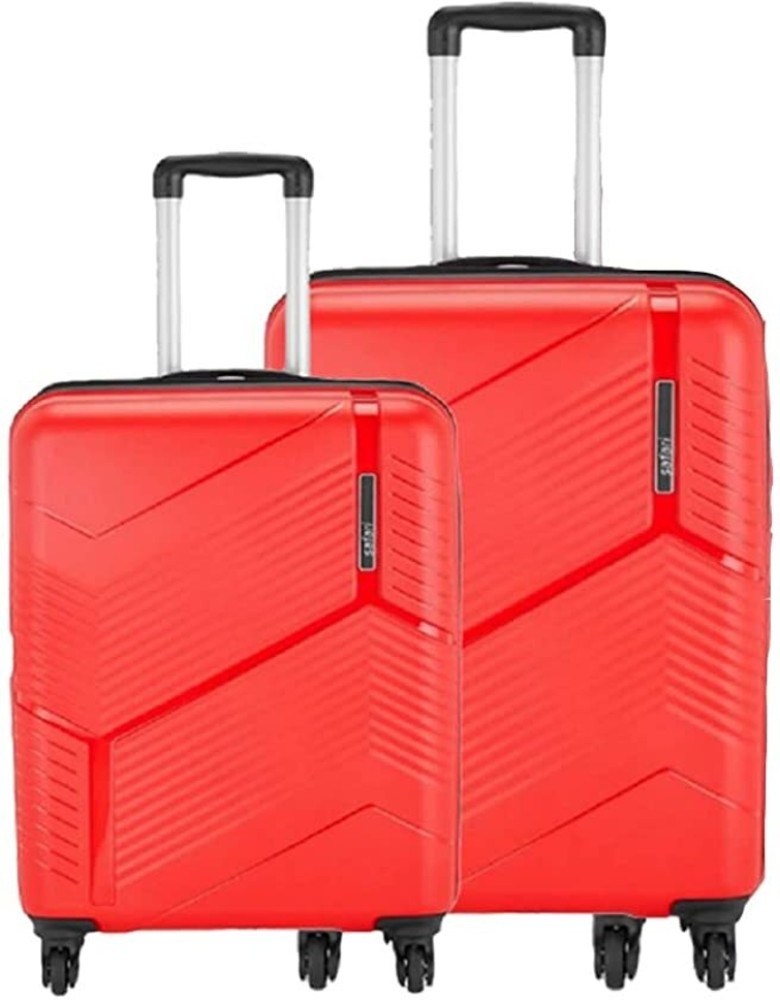 SAFARI Carter 5 year international warranty Luggage Set of 2 Trolley Bags 55 67 cm Cabin Check in Set 4 Wheels 24 inch Red Price in India Flipkart