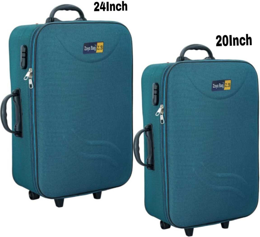 Airfancy Travel Trolley Bag Suitcase Bag With Weels For Men and Women Cabin Check in Set 3 Wheels 24 inch GREEN Price in India Flipkart