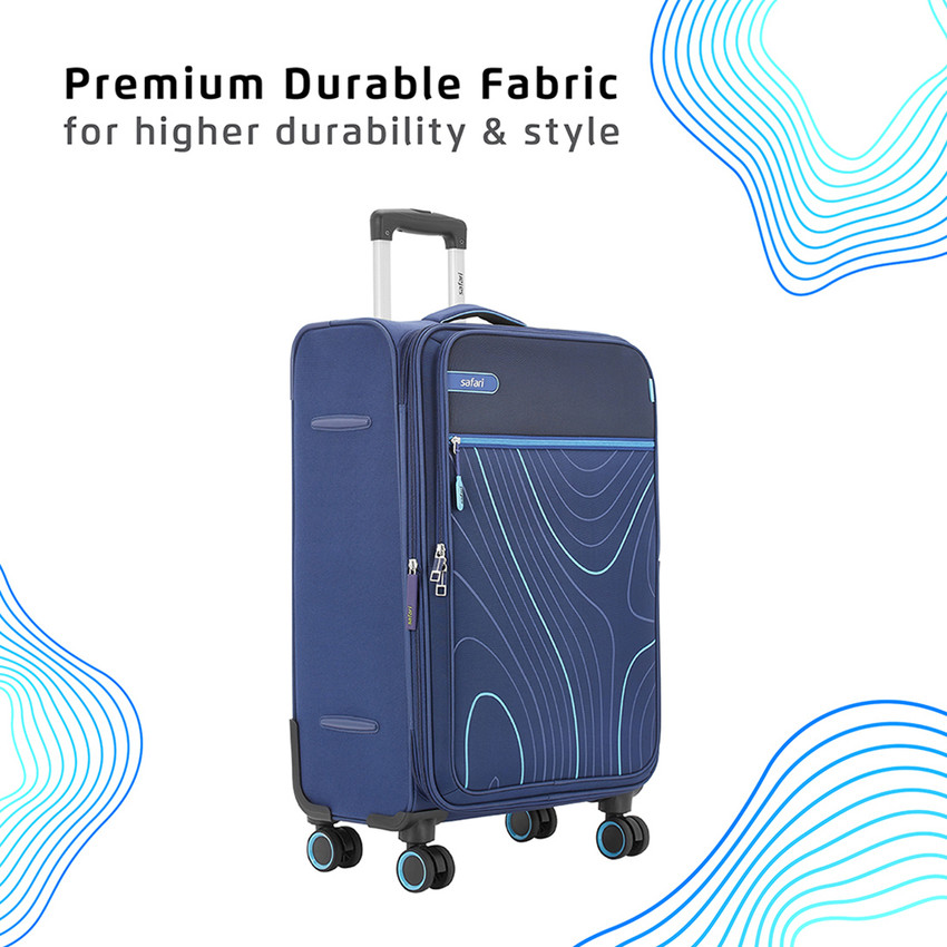 SAFARI 8 Wheel trolley bag Set of 2 Small Medium size Blue color Contour Expandable Cabin Check in Set 8 Wheels 26 inch Blue Price in India Flipkart