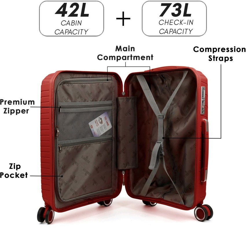 The CLOWNFISH Luggage Polycarbonate Trolley Bag Medium 66 cm 24 inch Small 56 cm 20 inch Check in Suitcase 8 Wheels 26 inch Denzel Red 2 Price in India Flipkart