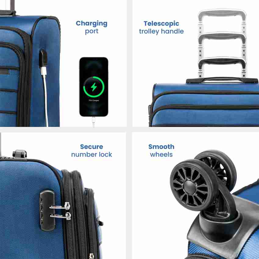 Cabin luggage usb charger top