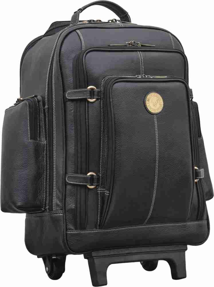 BRAND LEATHER Rolling Backpack Wheeled Laptop Backpack for Travel Trolley Luggage Suitcase Cabin Suitcase 2 Wheels 18 inch BROWN Price in India Flipkart
