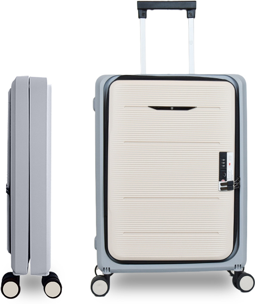 UMAI Collapsible Foldable Hardcase Check in Luggage Bags For Travel Easy To Store Expandable Check in Suitcase 8 Wheels 24 inch Khaki Grey Price in India Flipkart