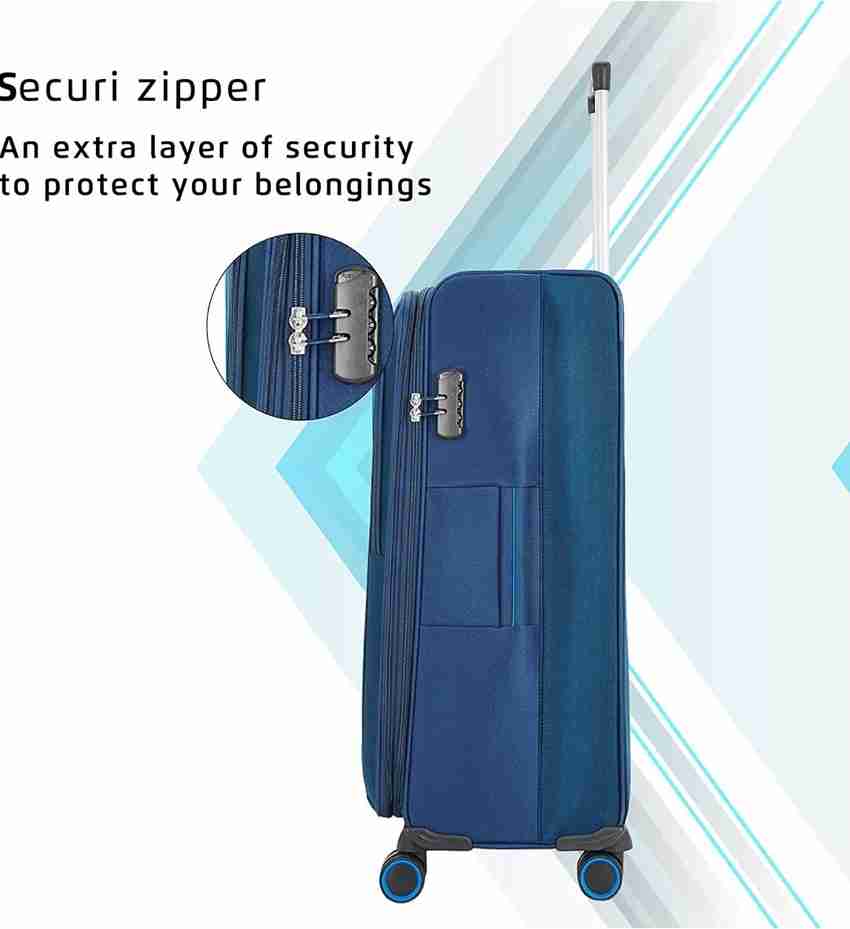 SAFARI Rapid 67 cm Medium Size 24 inch 8 Wheel Soft Luggage Trolley Bag Expandable Check in Suitcase 8 Wheels 24 inch Blue Price in India Flipkart