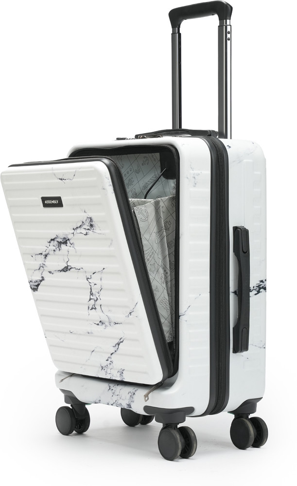 Assembly Hardsided Polycarbonate Cabin Trolley Bag with USB Port TSA Lock Marble Cabin Suitcase 4 Wheels 20 inch