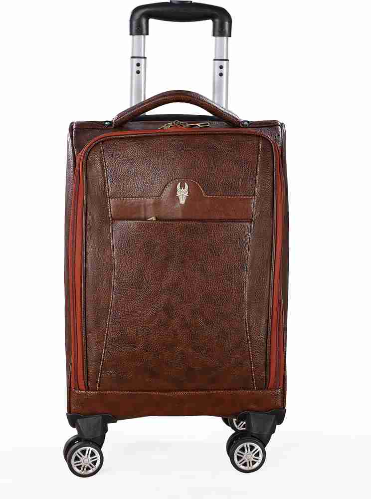 Krishiv 4 Wheel Leather Trolley Bag Suitcase for Men Women Unisex