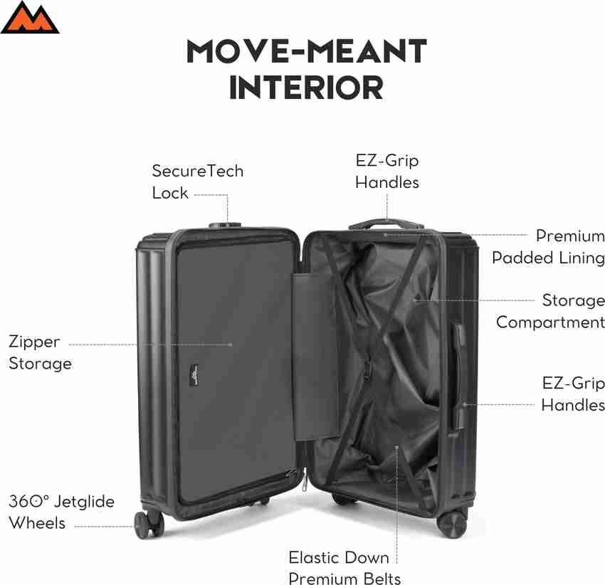 MOVE MEANT Number Lock Poly Carbonate 360 Degree Wheels Trolley Bag For Men Women Check in Suitcase 8 Wheels 28 inch Grey Price in India Flipkart