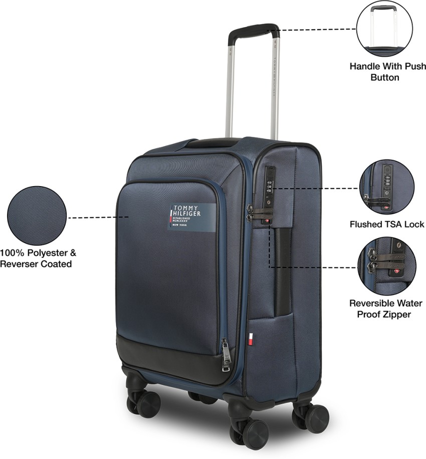 TOMMY HILFIGER Westfield Check in Suitcase 8 Wheels 32 Inch Black Price in India Flipkart