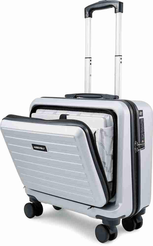 Assembly Premium Polycarbonate Overnighter Trolley Bag with Laptop Compartment TSA Lock Cabin Suitcase 4 Wheels 16 inch Silver Price in India Flipkart