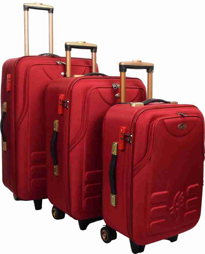 STUNNERZ 3 Luggage 20 24 28 inch Combo Set Trolley Bag Travel Bag Suitcase 51cm 61cm 71cm Pack of 3 Samll Medium Large Maroon Cabin Check in Set 2 Wheels 28 inch Maroon