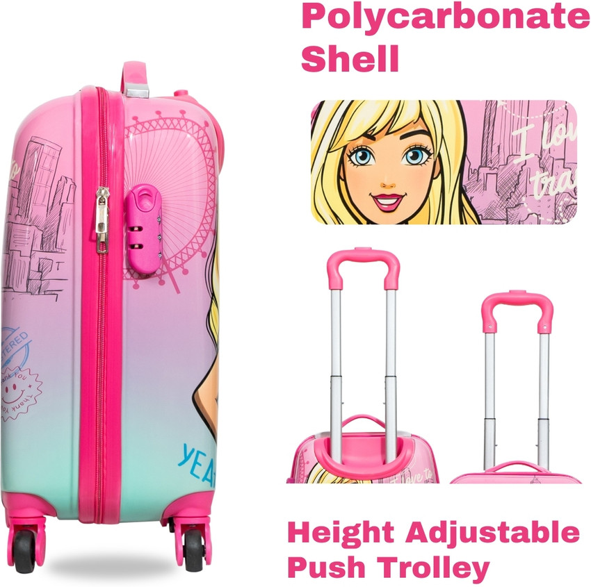 PAUL FASHION BARBIE KIDS SUITCASE Cabin Check in Set 8 Wheels 18 inch PINK Price in India Flipkart