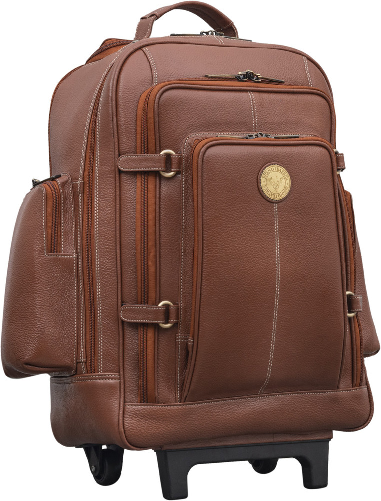 Leather cabin bag with wheels hot sale
