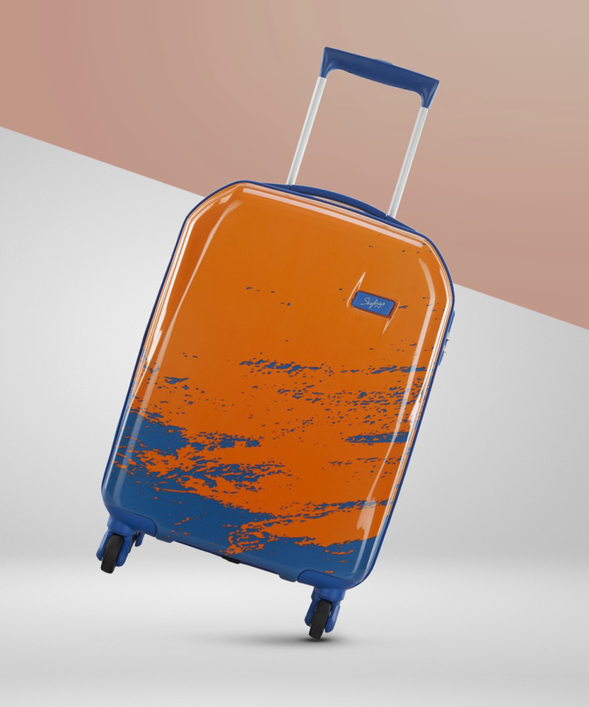 SKYBAGS HORIZON STROLLY 55 360 E ORAGNE DARKBLU Cabin Suitcase 4 Wheels 22 22