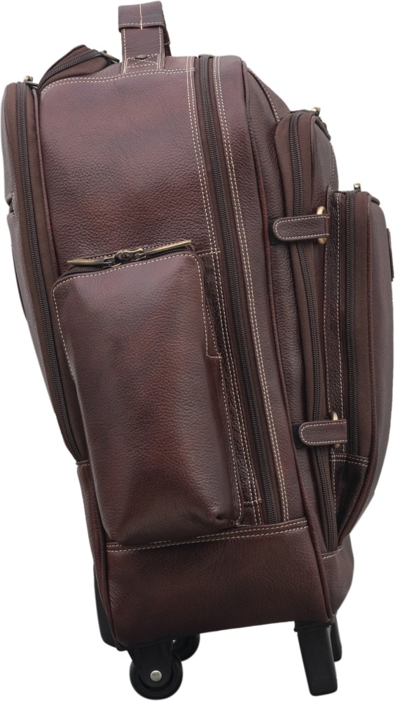 K-cliffs Genuine Leather Rolling Briefcase Travel Luggage Laptop Bag, Brown, Adult Unisex, Size: One Size