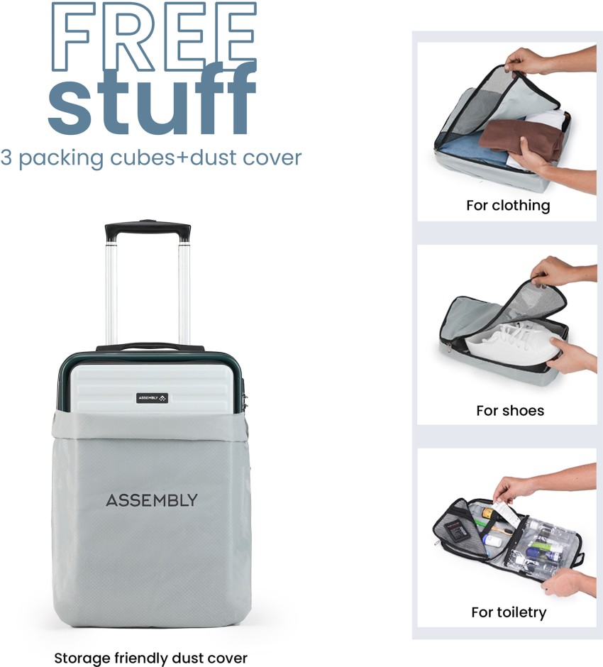 Assembly Luggage and Travel Bag : Buy Assembly Hard-Sided Cabin Trolley Bag  (54cm) with Hard Shell Laptop Backpack - Grey Online