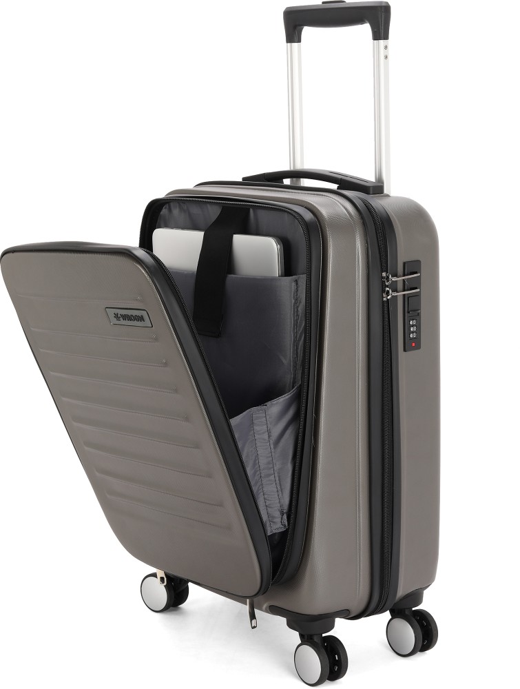 WROGN With Laptop Compartment Kangaroo Cabin Suitcase 8 Wheels 22 Inch Dark Grey Price in India Flipkart